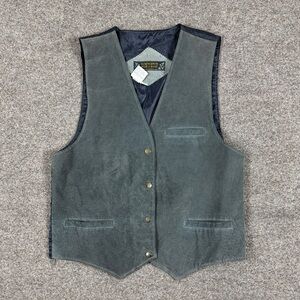 Vintage Grey Suede Vest Women’s L Western Rancher Southwest Boho Retro Cowgirl